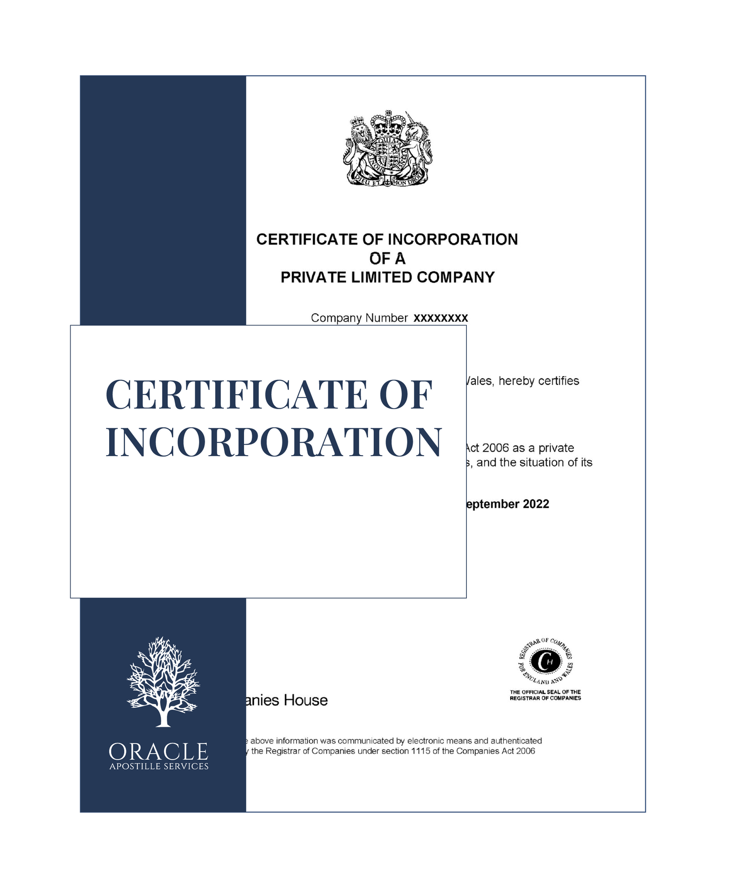 Certificate of Incorporation – Premium 1 day Apostille service