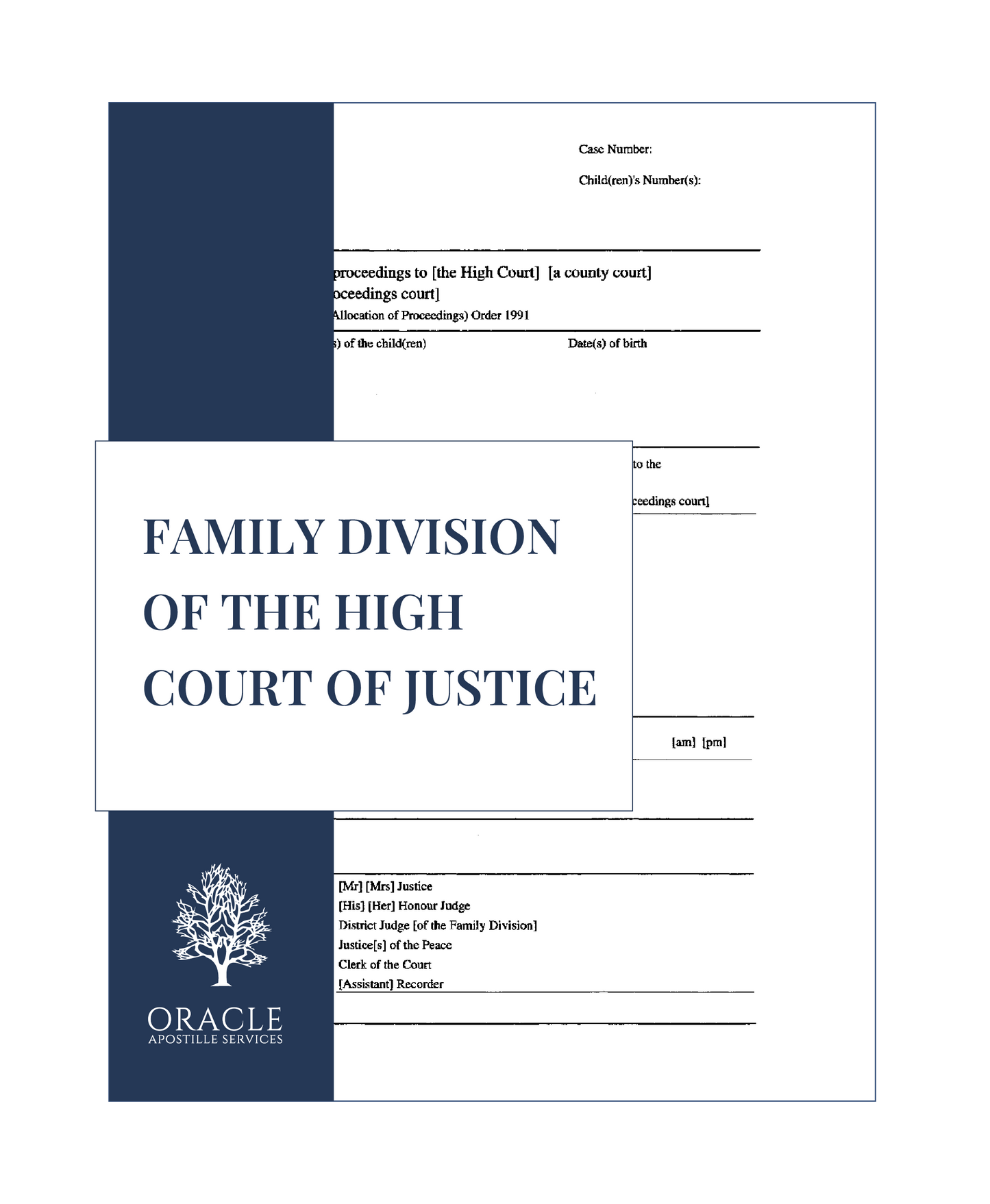 Family Division of the High Court of Justice document – Premium 1 day Apostille service
