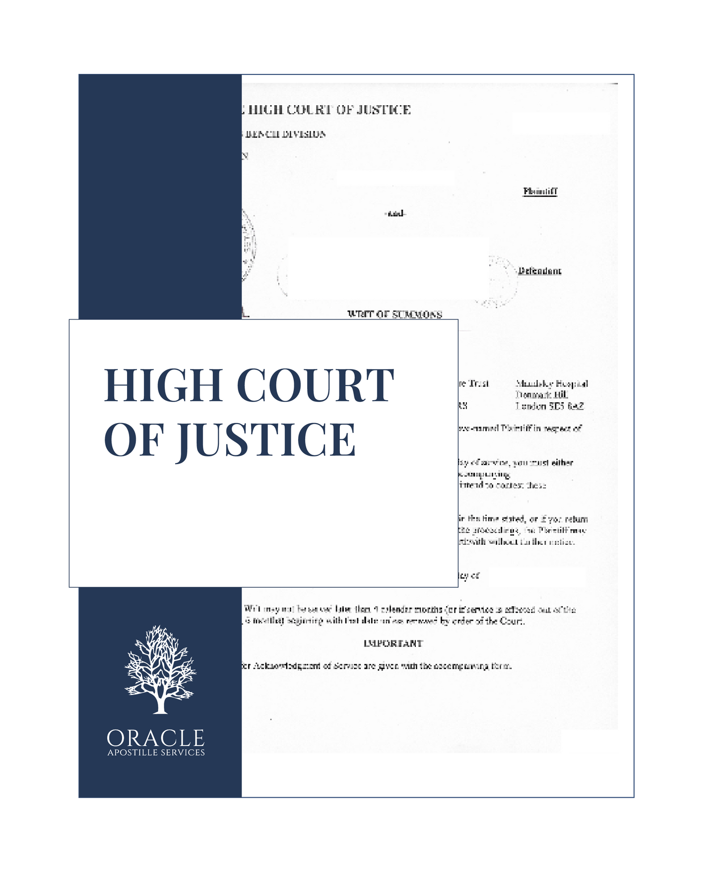 High Court of Justice document – Premium 1 day Apostille service