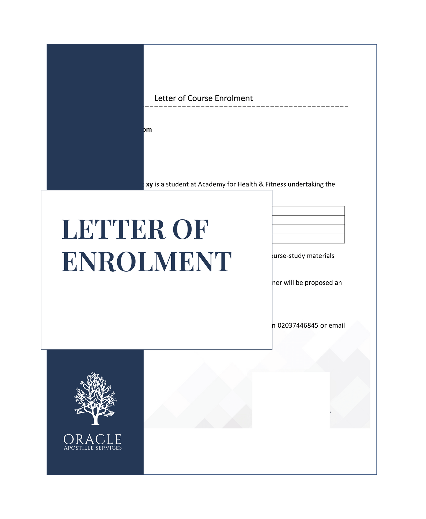 Letter of Enrolment – Premium 1 day Apostille service