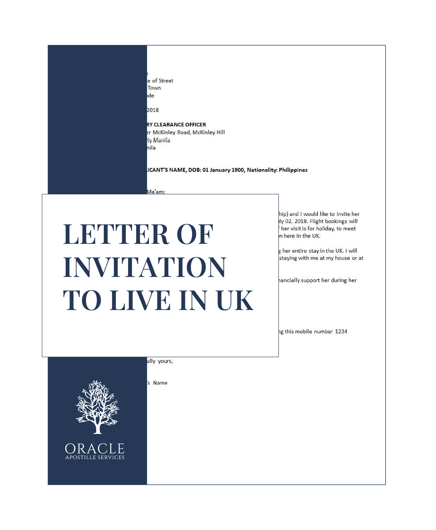 Letter of Invitation (to live in UK) – Premium 1 day Apostille service