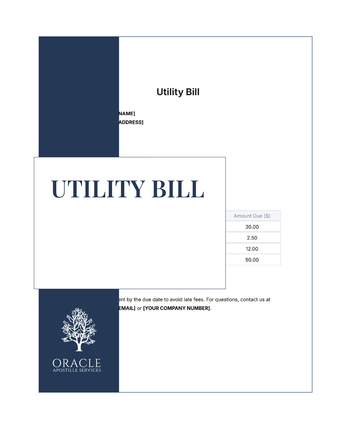 Utility bill – Premium 1 day Apostille service