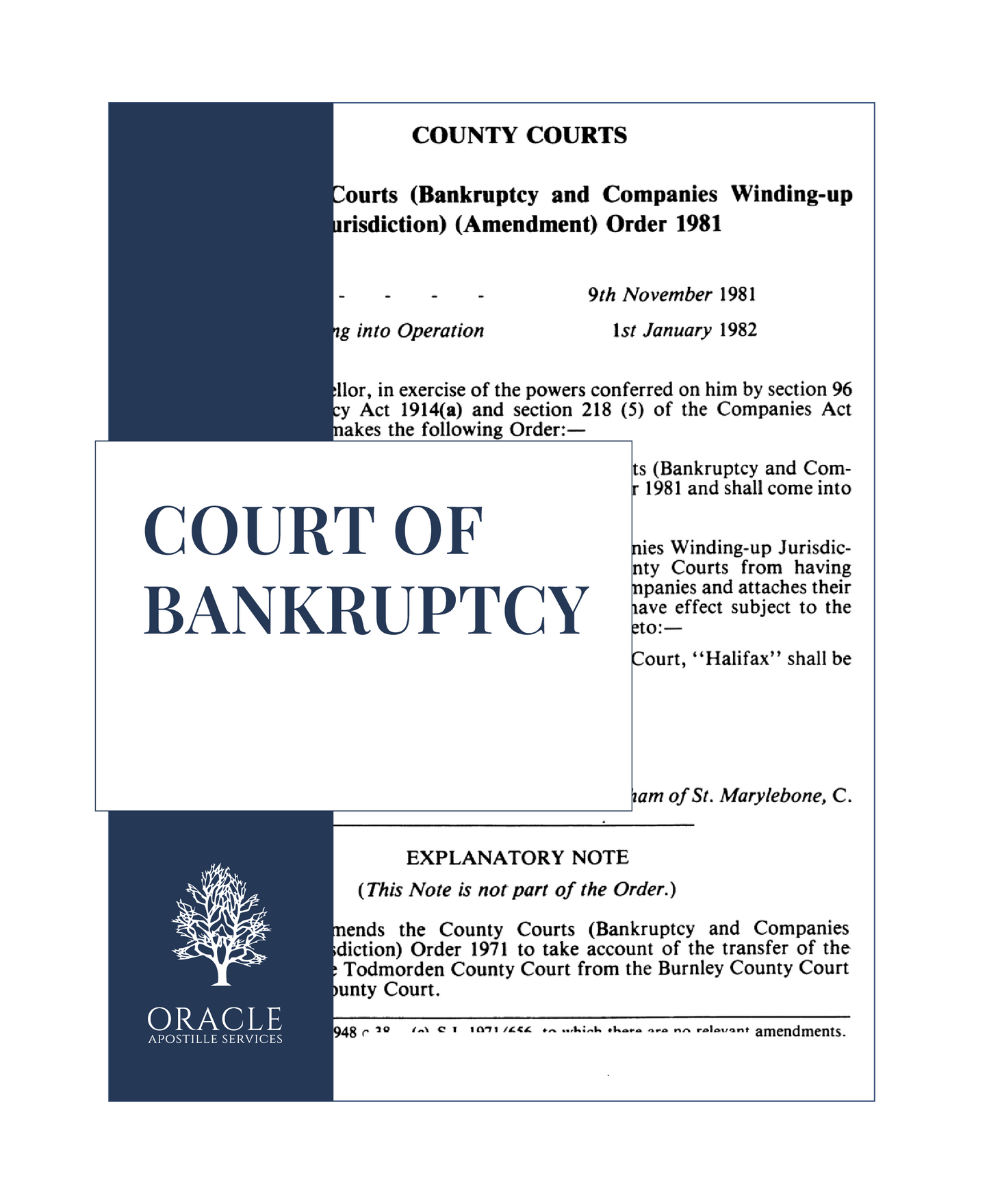 Court of Bankruptcy document – Premium 1 day Apostille service