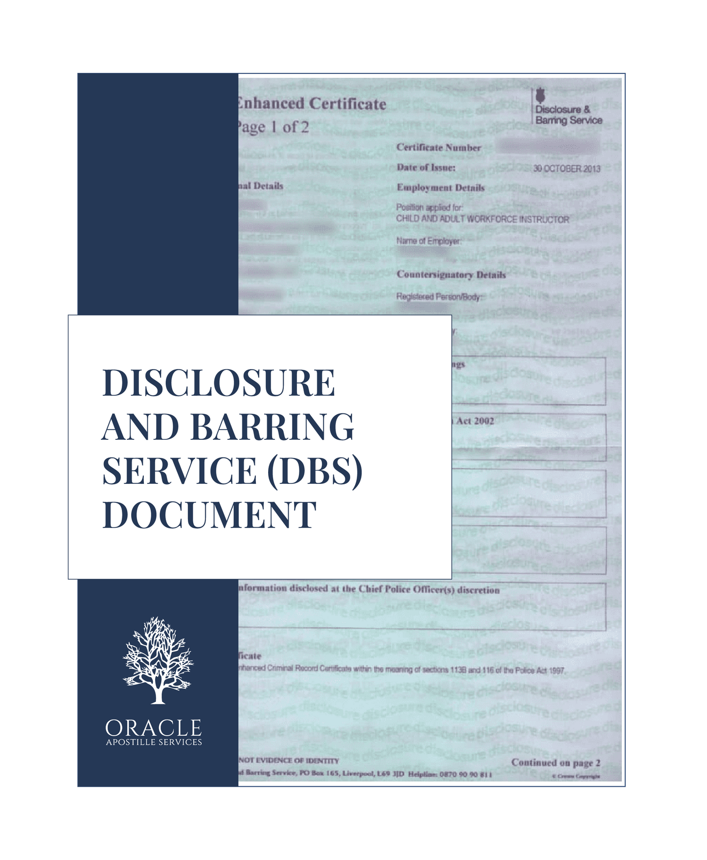 Disclosure and Barring Service (DBS) document – Premium 1 day Apostille service