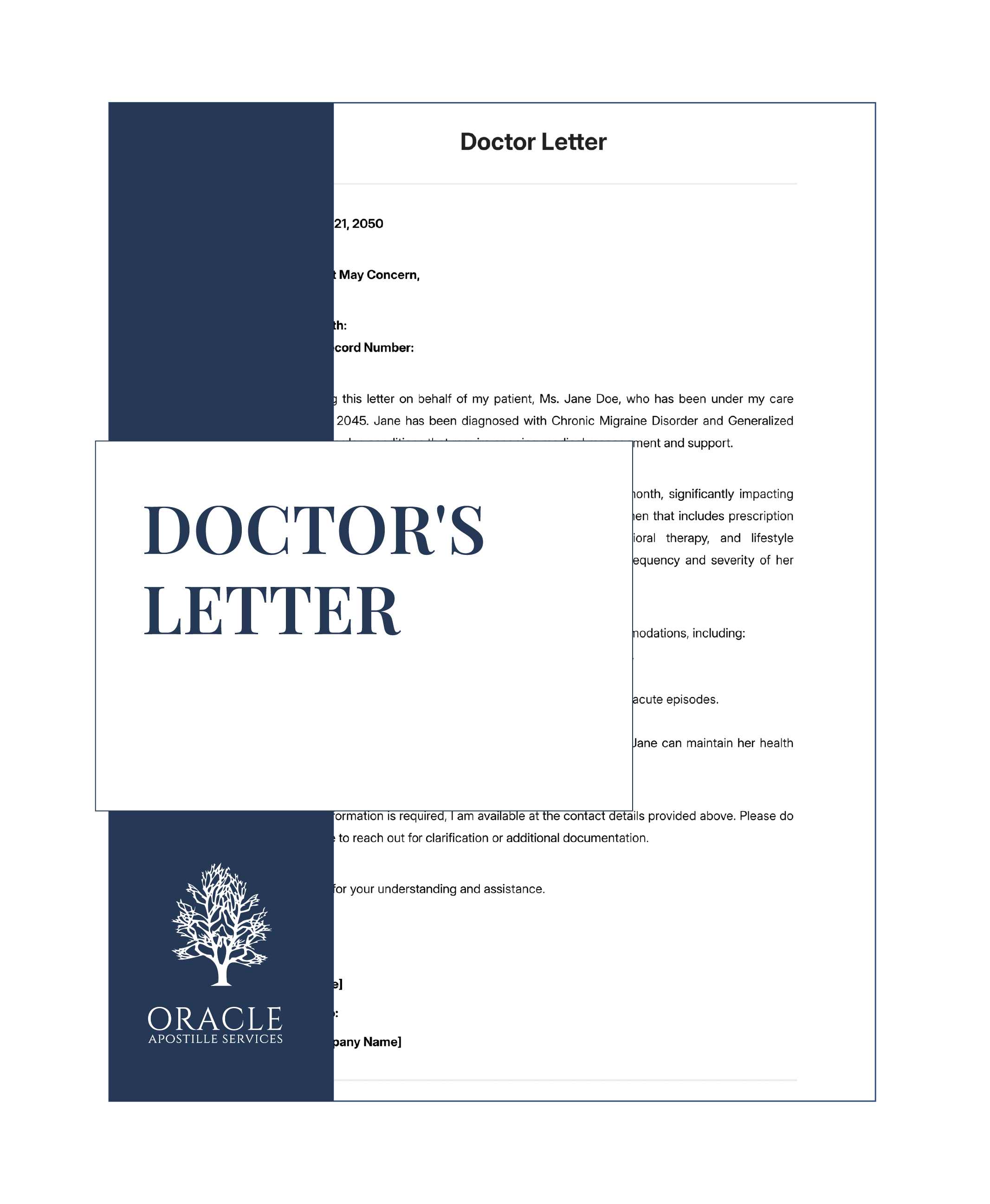 Doctor’s Letter – Medical Confirmation for Official Use – Orcap