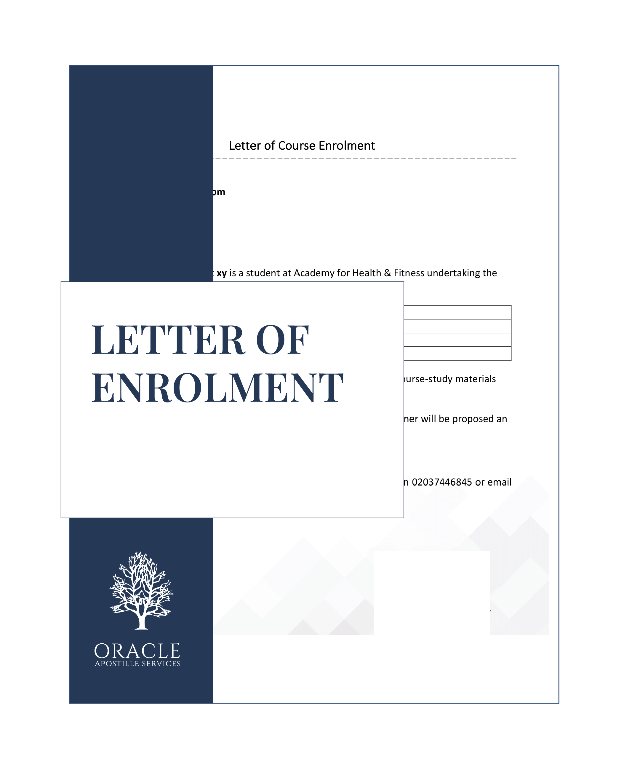 Letter of Enrolment – Proof of Course Registration – Orcap