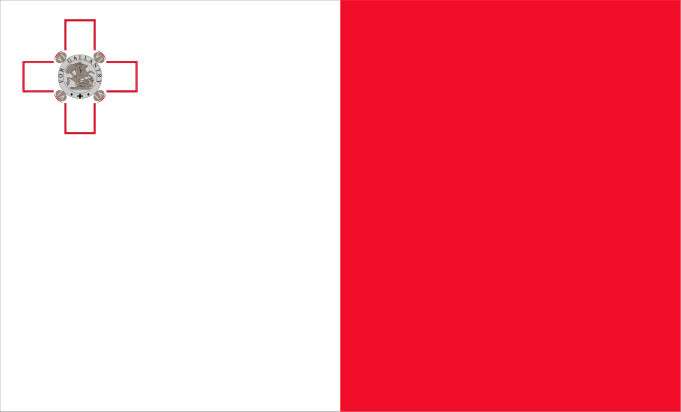 Flag of Malta with a red cross and white background