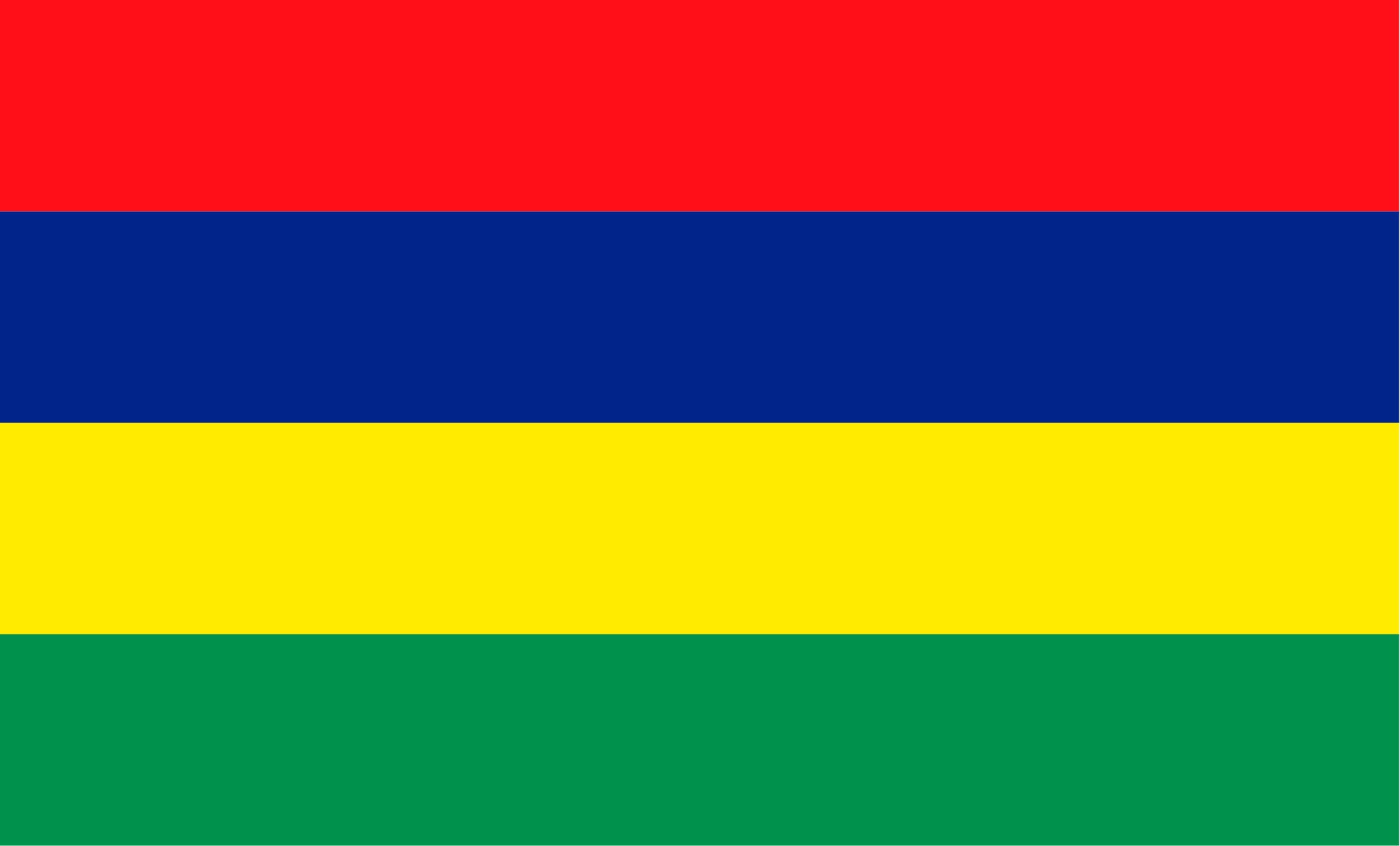 Flag of Mauritius with red, blue, yellow, and green horizontal stripes
