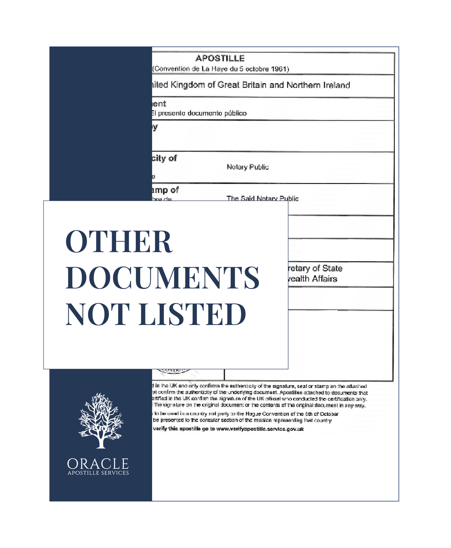 Other documents not listed – Premium 1 day Apostille service