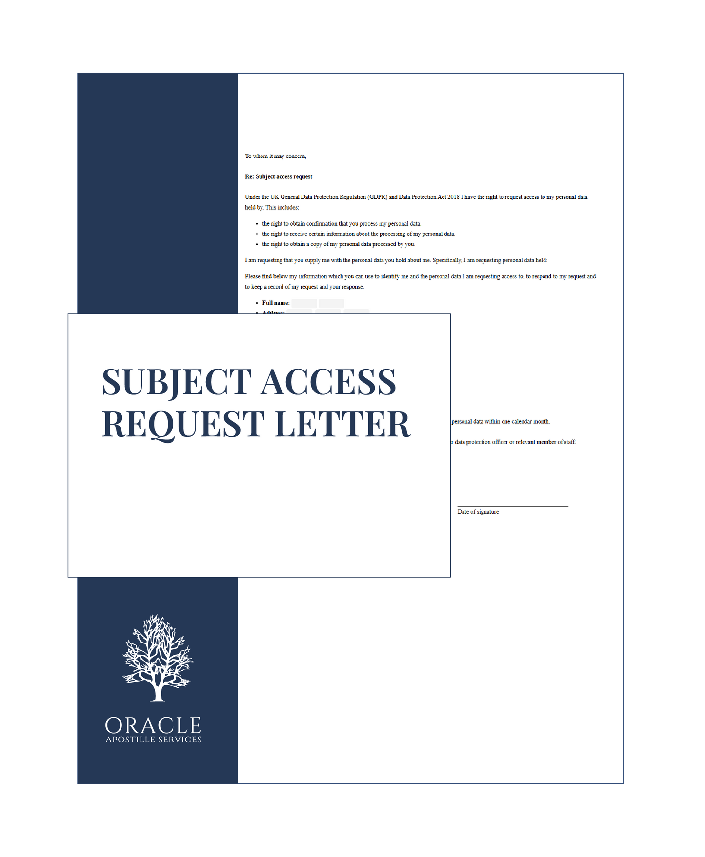 Subject access request letter – Premium 1 day Apostille service